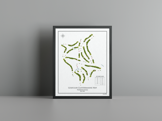 Golfclub Clostermanns Hof golf course print, white frame