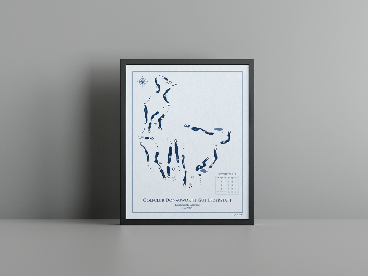 Golfclub Donauwörth Gut Lederstatt golf course print, blue frame