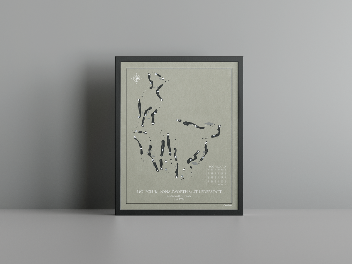 Golfclub Donauwörth Gut Lederstatt golf course print, brown frame
