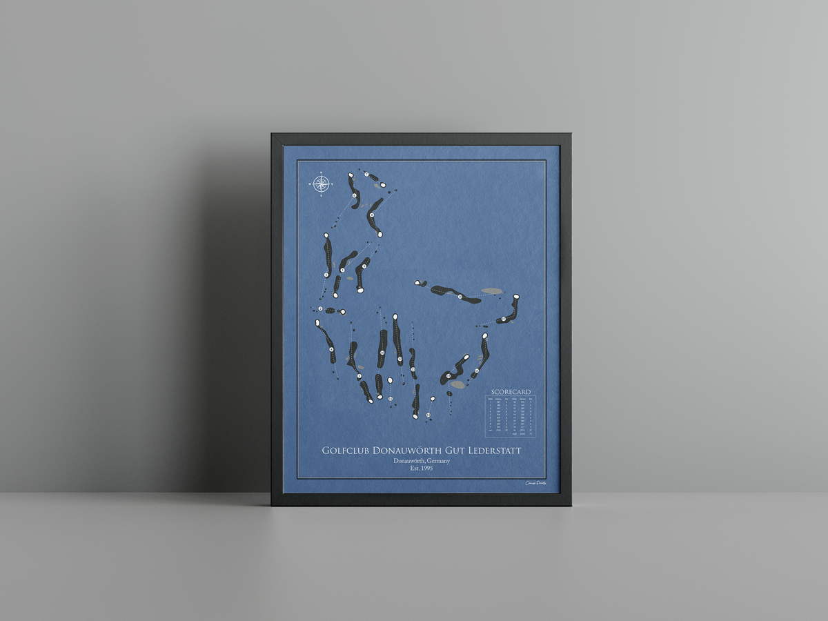 Golfclub Donauwörth Gut Lederstatt golf course print, navy frame