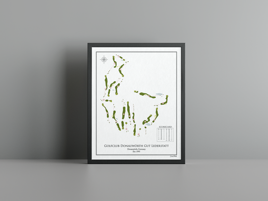 Golfclub Donauwörth Gut Lederstatt golf course print, white frame