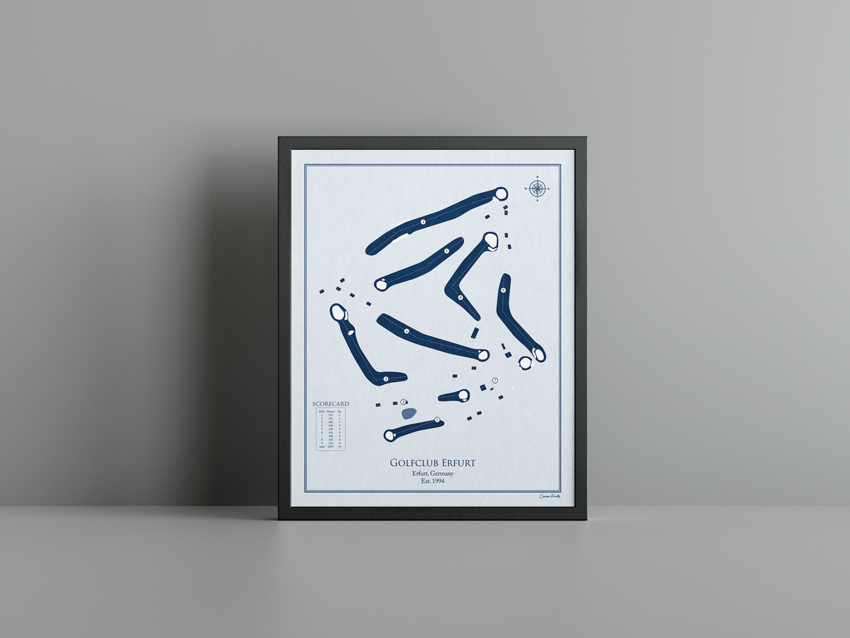 Golfclub Erfurt golf course print, blue frame