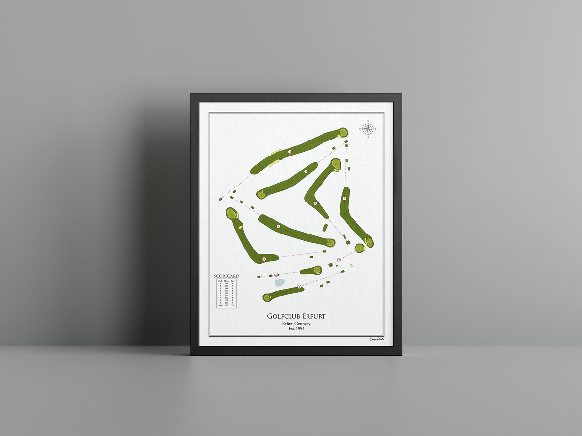 Golfclub Erfurt golf course print, white frame