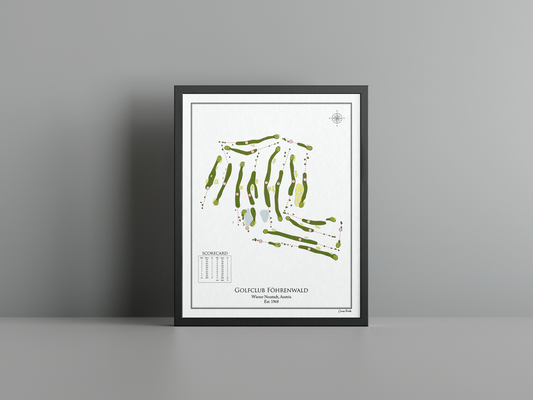 Golfclub Föhrenwald golf course print, white frame