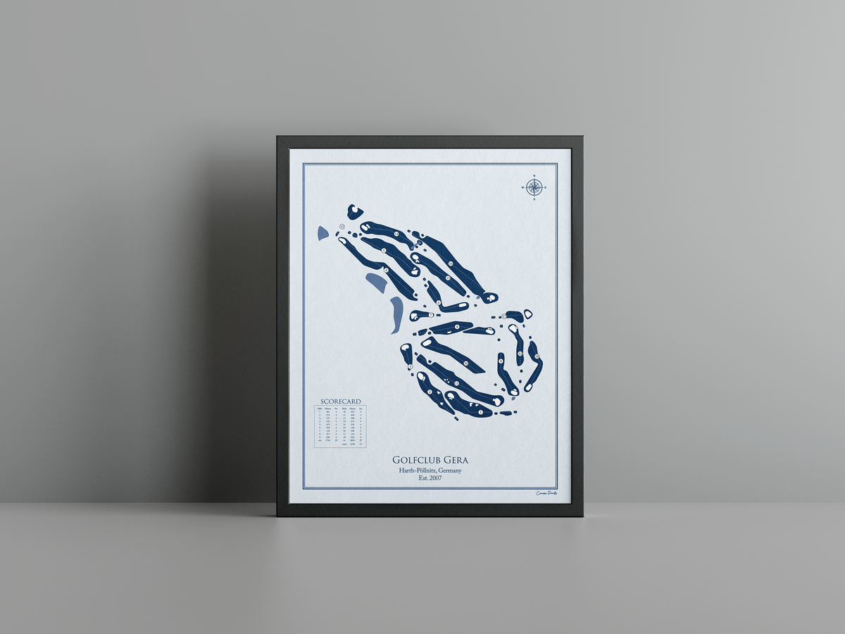 Golfclub Gera golf course print, blue frame