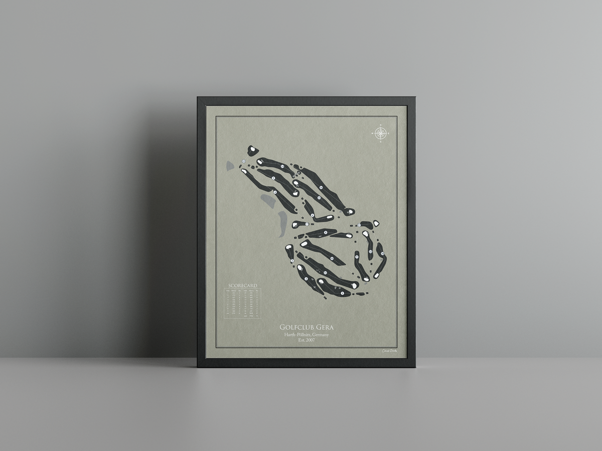 Golfclub Gera golf course print, brown frame