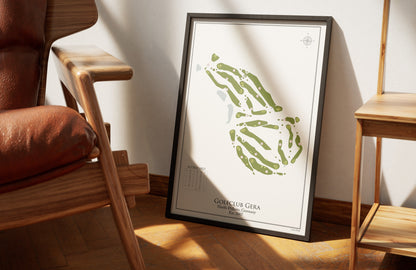 Golfclub Gera golf course print, framed 50x70 black frame