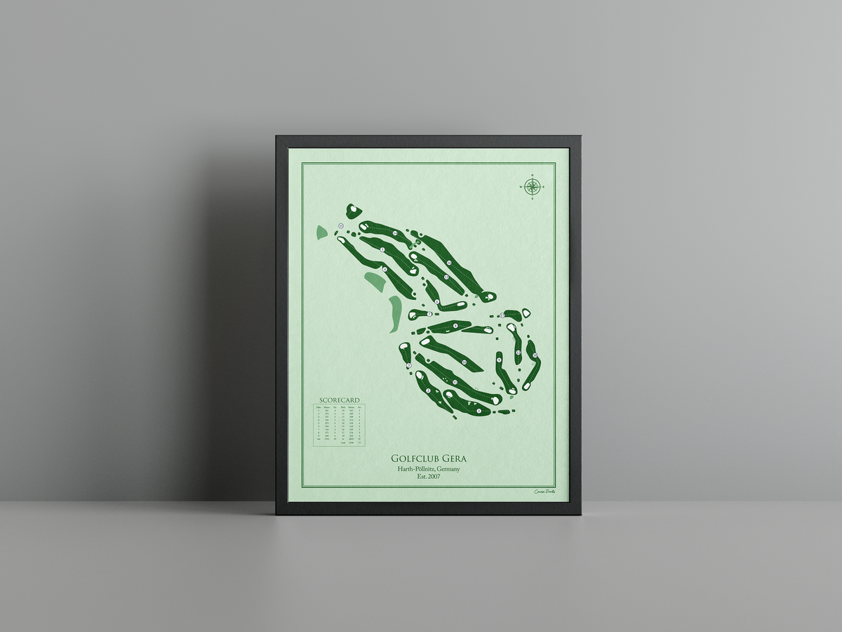 Golfclub Gera golf course print, green frame