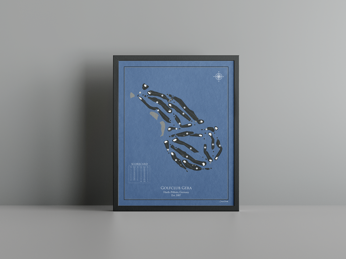 Golfclub Gera golf course print, navy frame