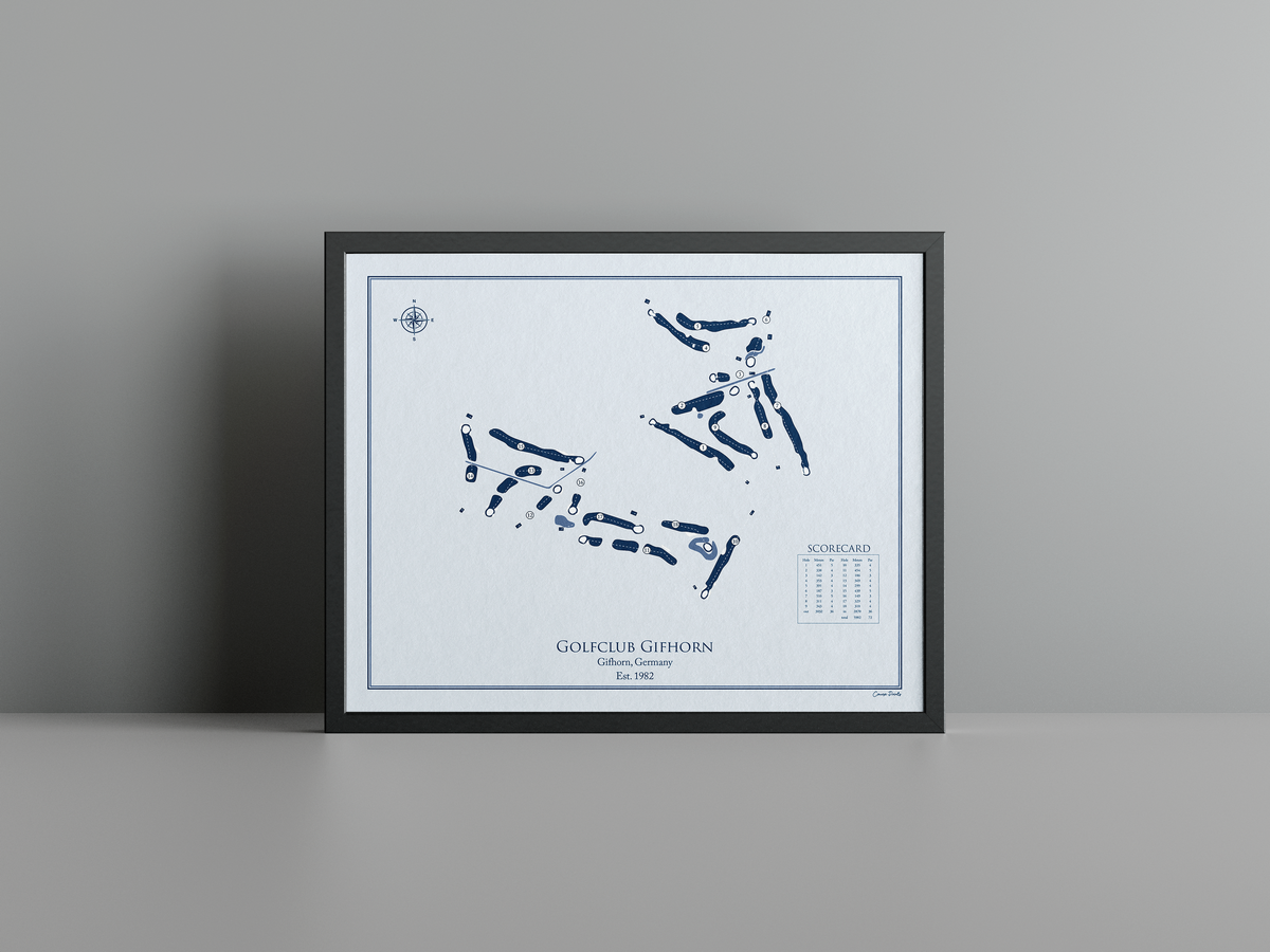 Golfclub Gifhorn golf course print, blue frame