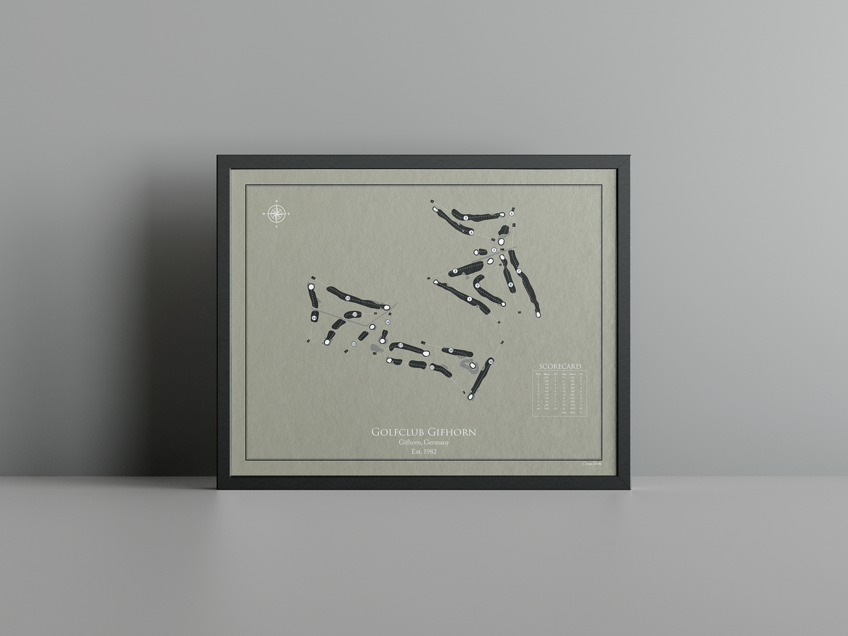Golfclub Gifhorn golf course print, brown frame