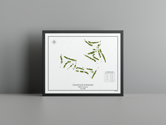 Golfclub Gifhorn golf course print, white frame