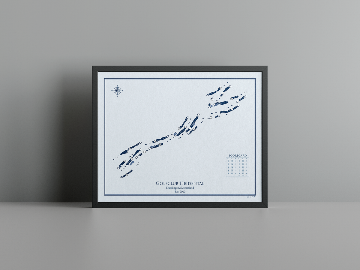 Golfclub Heidental golf course print, blue frame