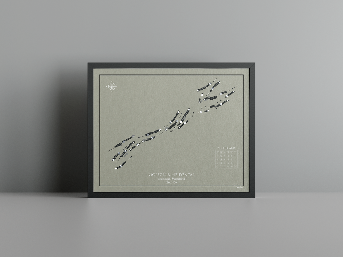 Golfclub Heidental golf course print, brown frame