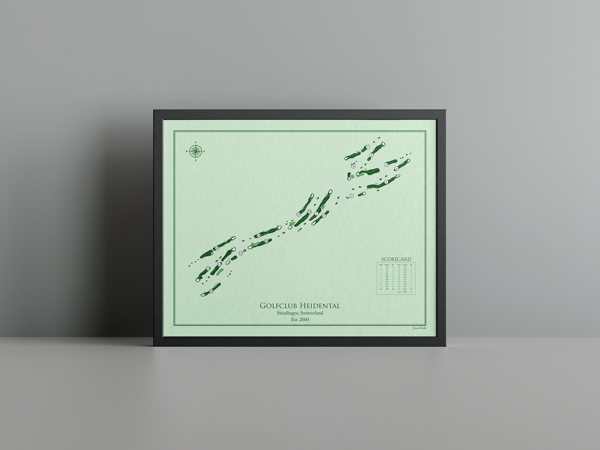 Golfclub Heidental golf course print, green frame