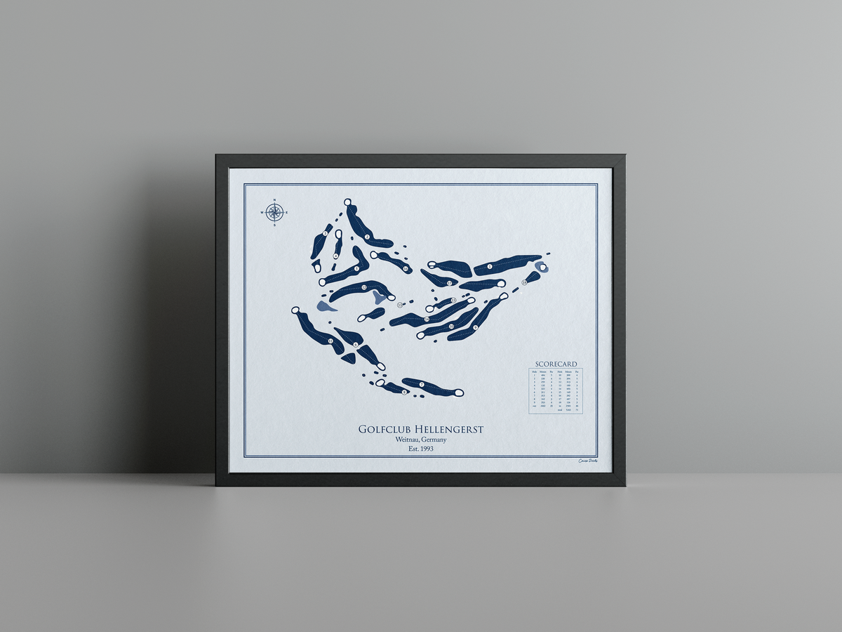Golfclub Hellengerst golf course print, blue frame