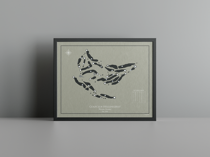 Golfclub Hellengerst golf course print, brown frame