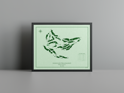 Golfclub Hellengerst golf course print, green frame