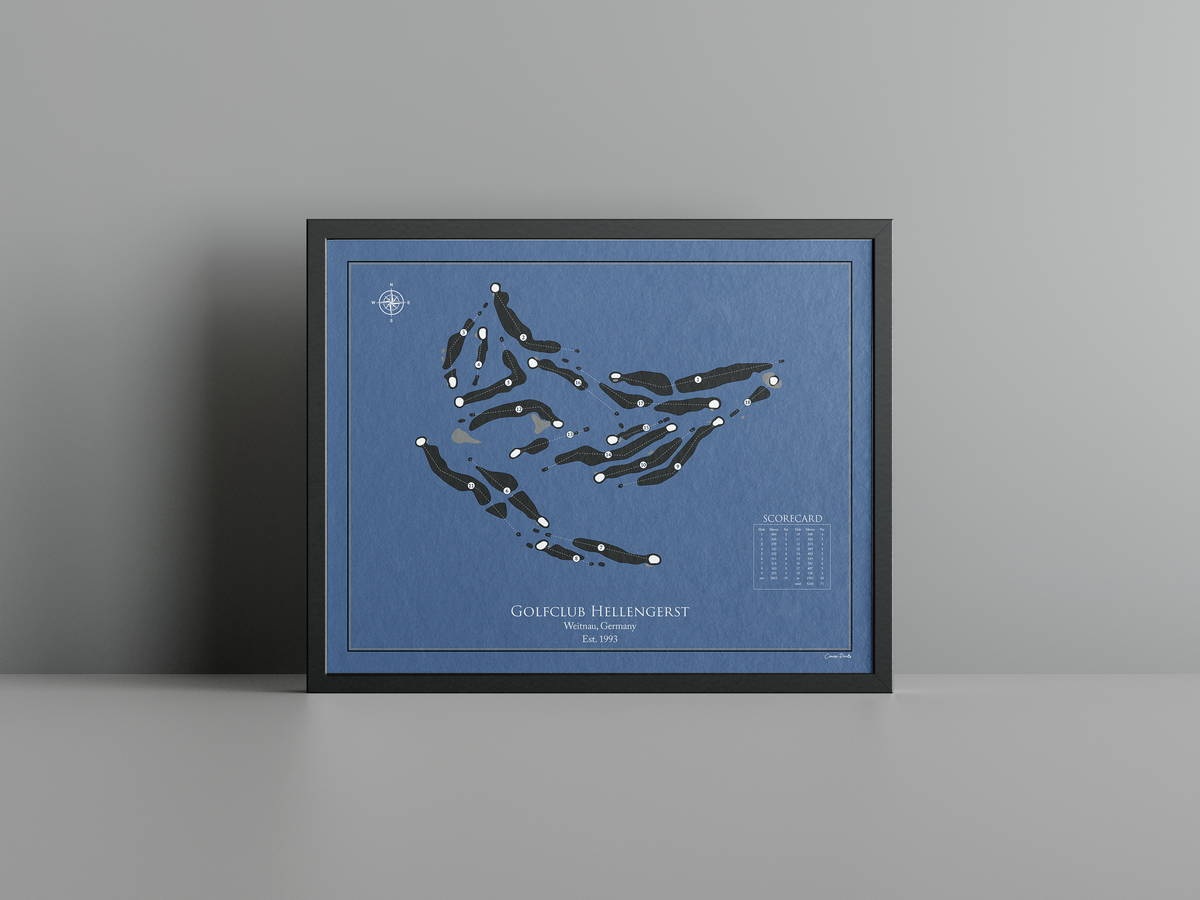 Golfclub Hellengerst golf course print, navy frame