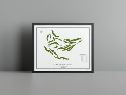 Golfclub Hellengerst golf course print, white frame