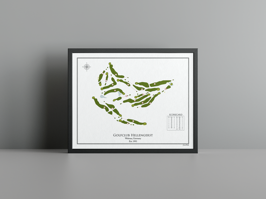 Golfclub Hellengerst golf course print, white frame