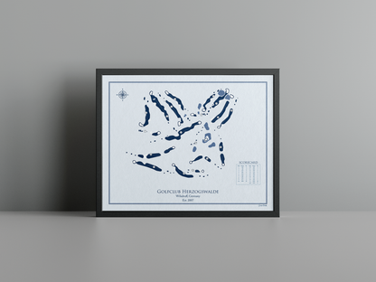 Golfclub Herzogswalde golf course print, blue frame