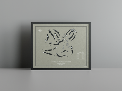 Golfclub Herzogswalde golf course print, brown frame