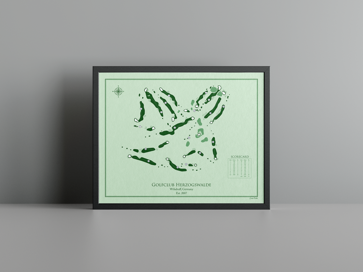 Golfclub Herzogswalde golf course print, green frame