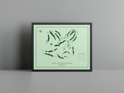 Golfclub Herzogswalde golf course print, green frame