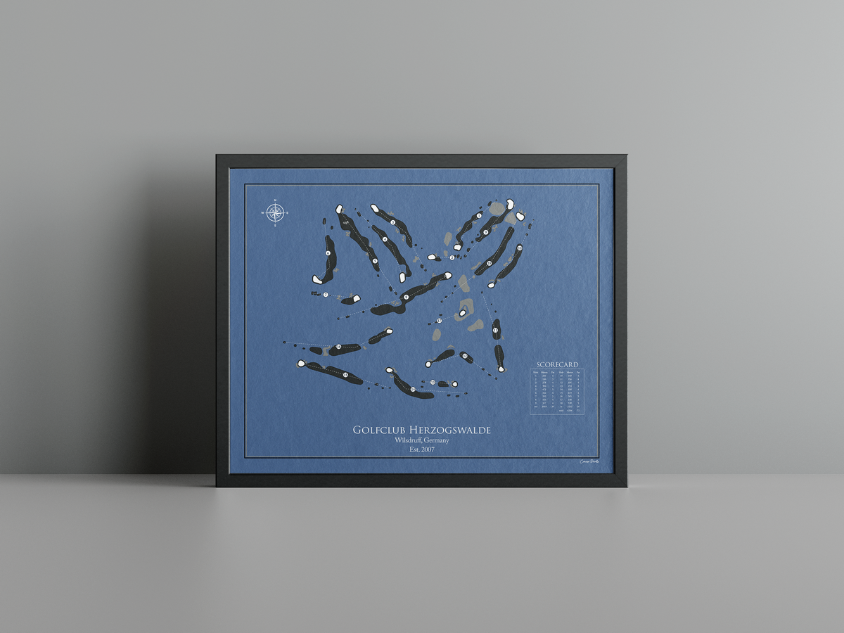 Golfclub Herzogswalde golf course print, navy frame