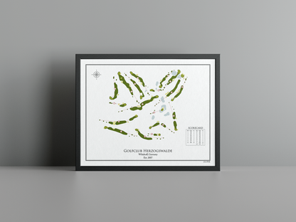 Golfclub Herzogswalde golf course print, white frame