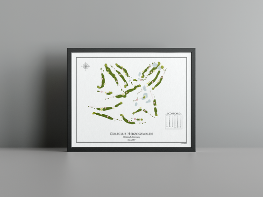 Golfclub Herzogswalde golf course print, white frame