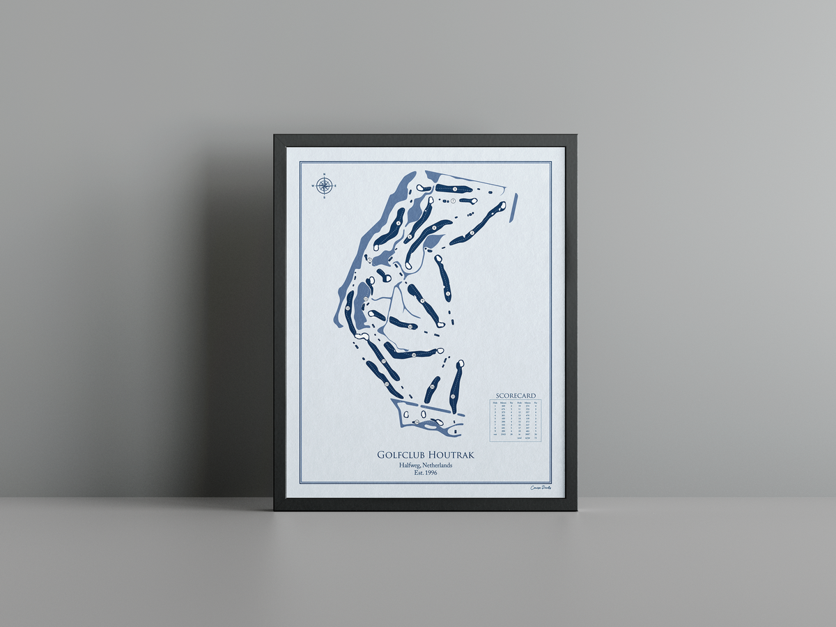 Golfclub Houtrak golf course print, blue frame
