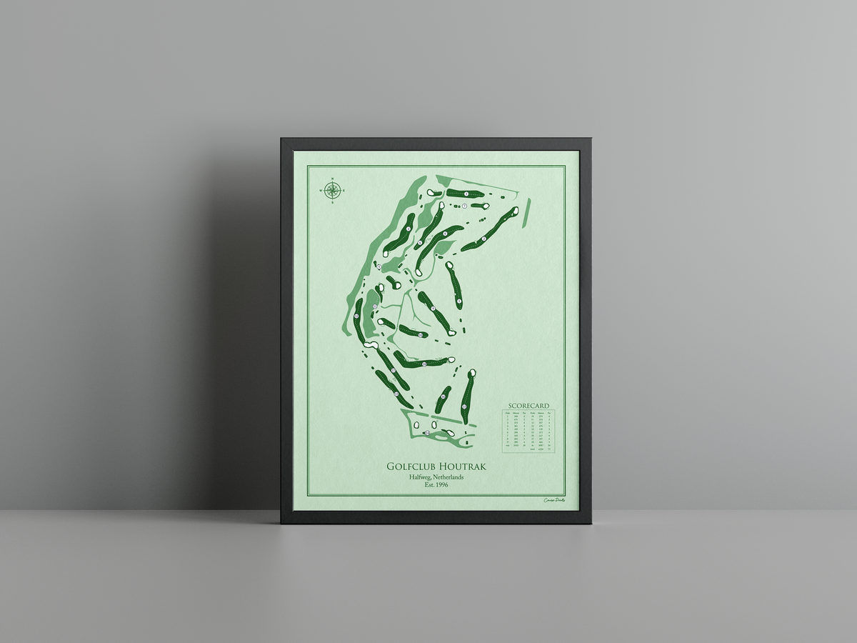 Golfclub Houtrak golf course print, green frame