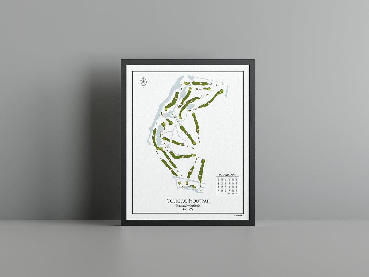 Golfclub Houtrak golf course print, white frame