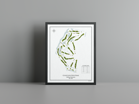 Golfclub Houtrak golf course print, white frame