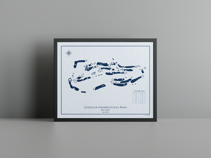 Golfclub Innsbruck-Igls Rinn golf course print, blue frame