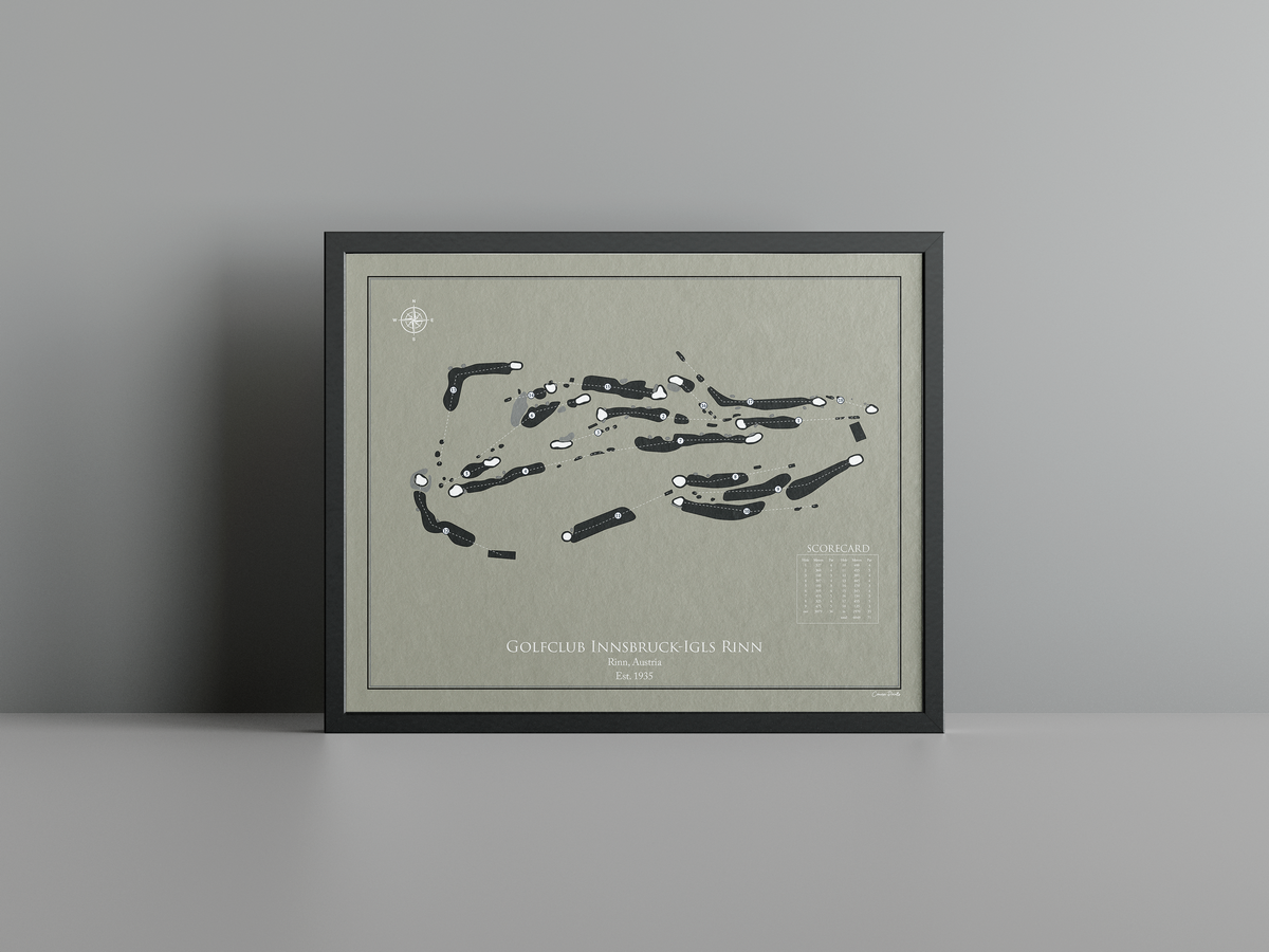 Golfclub Innsbruck-Igls Rinn golf course print, brown frame