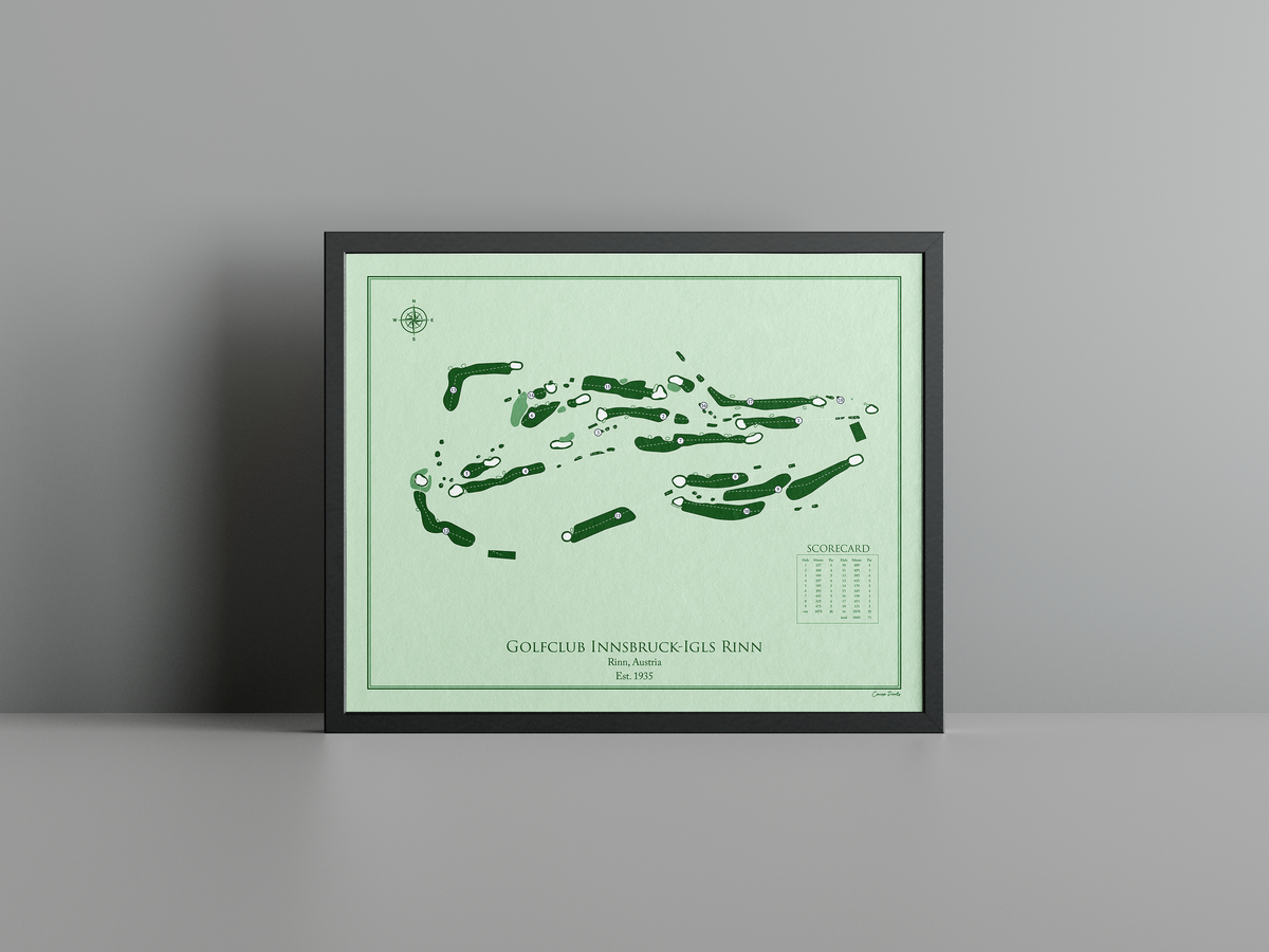 Golfclub Innsbruck-Igls Rinn golf course print, green frame