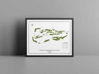 Golfclub Innsbruck-Igls Rinn golf course print, white frame