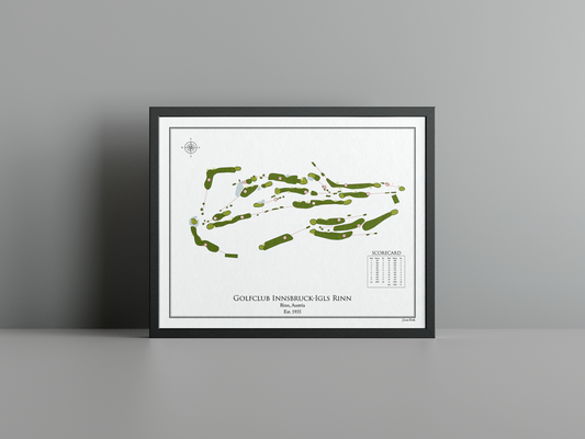 Golfclub Innsbruck-Igls Rinn golf course print, white frame
