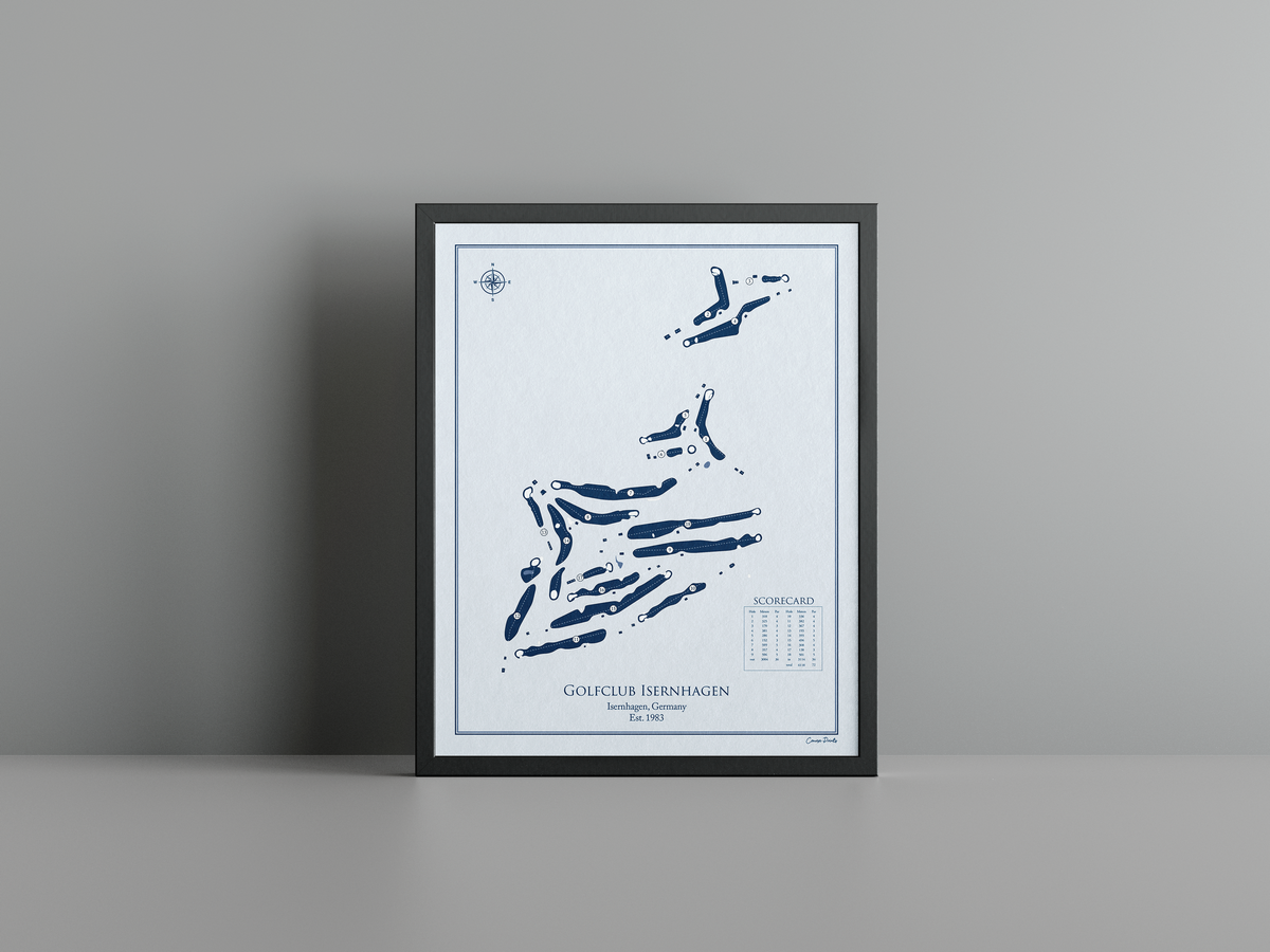 Golfclub Isernhagen golf course print, blue frame