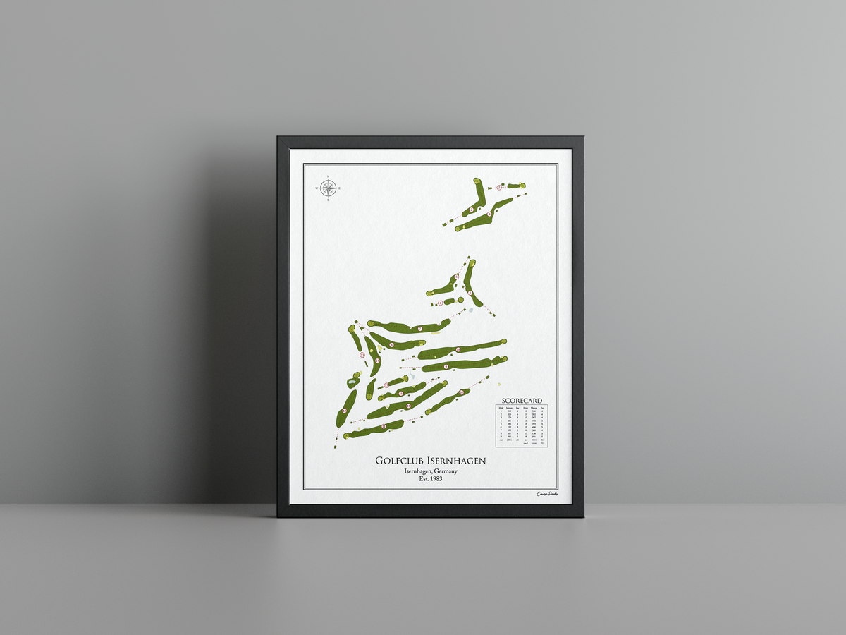Golfclub Isernhagen golf course print, white frame
