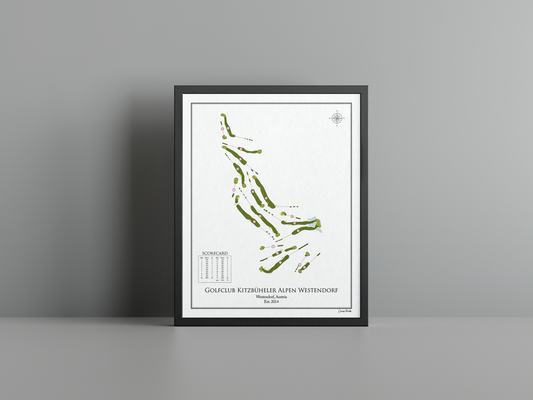 Golfclub Kitzbüheler Alpen Westendorf golf course print, white frame