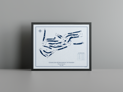 Golfclub Königshof Sittensen golf course print, blue frame