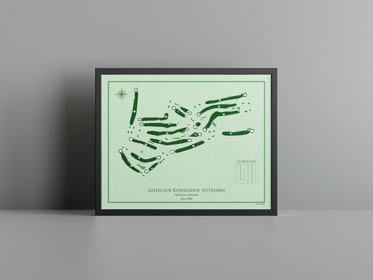 Golfclub Königshof Sittensen golf course print, green frame