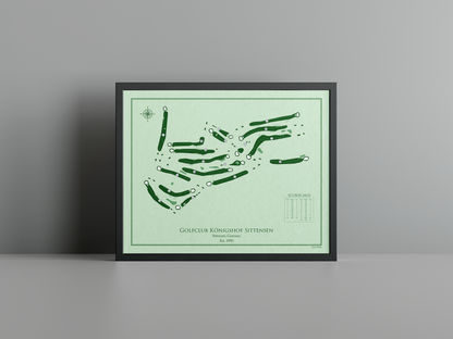 Golfclub Königshof Sittensen golf course print, green frame