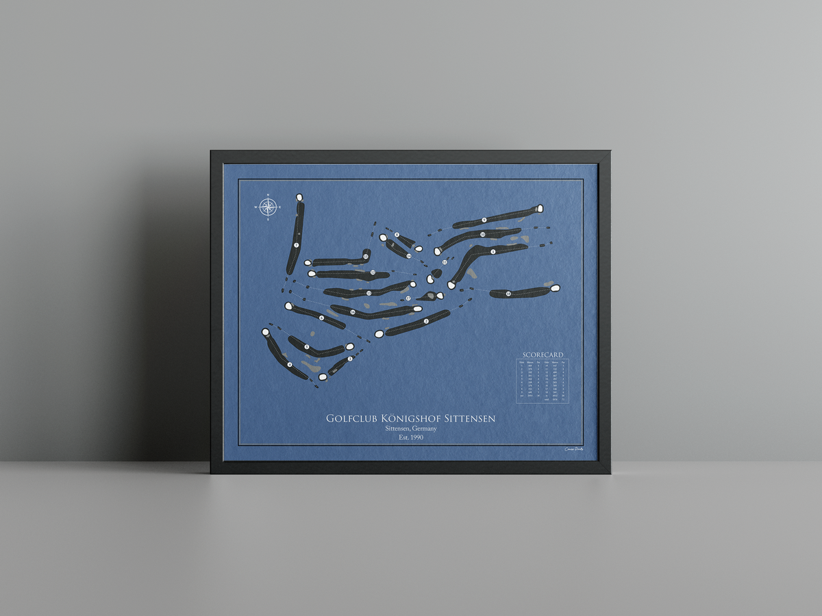 Golfclub Königshof Sittensen golf course print, navy frame