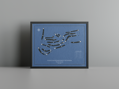 Golfclub Königshof Sittensen golf course print, navy frame