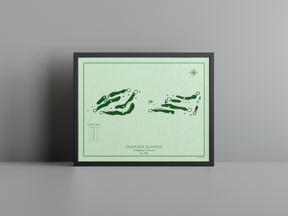 Golfclub Lechfeld golf course print, green frame